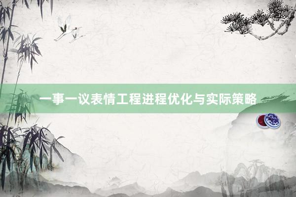 一事一议表情工程进程优化与实际策略