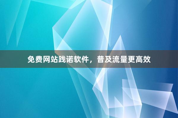 免费网站践诺软件，普及流量更高效